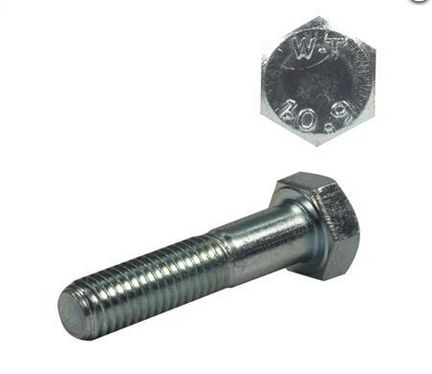 BOLT HEX HD 10.9 ZINC M/FINE M10-1.25 X 100MM B/O